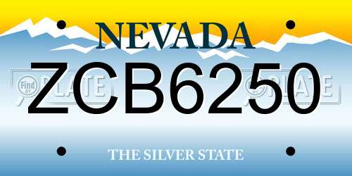 ZCB6250 Nevada License Plate