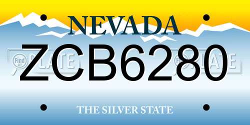 ZCB6280 Nevada License Plate