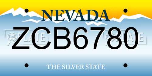 ZCB6780 Nevada License Plate