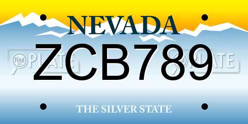 ZCB789 Nevada License Plate