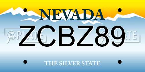 ZCBZ89 Nevada License Plate