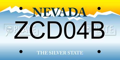 ZCD04B Nevada License Plate