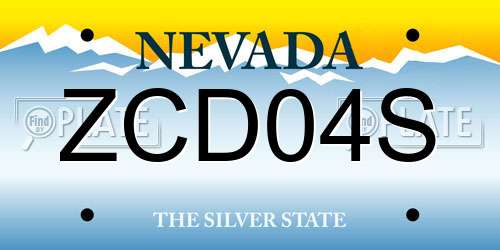 ZCD04S Nevada License Plate