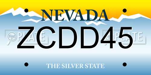 ZCDD45 Nevada License Plate