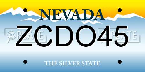ZCDO45 Nevada License Plate
