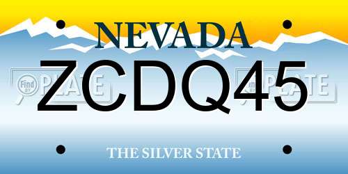 ZCDQ45 Nevada License Plate