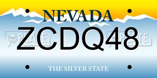 ZCDQ48 Nevada License Plate