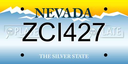 ZCI427 Nevada License Plate