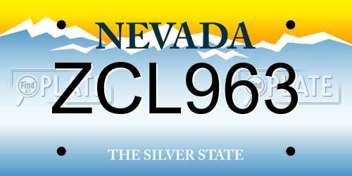 ZCL963 Nevada License Plate
