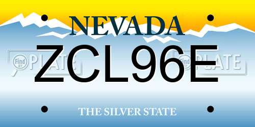 ZCL96E Nevada License Plate