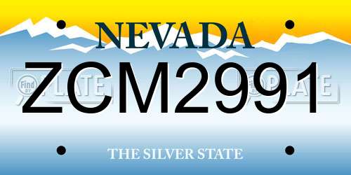 ZCM2991 Nevada License Plate