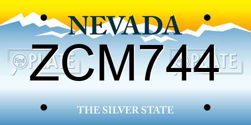 ZCM744 Nevada License Plate