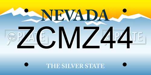ZCMZ44 Nevada License Plate