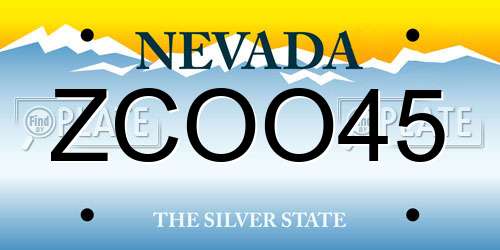 ZCOO45 Nevada License Plate