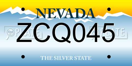 ZCQ045 Nevada License Plate
