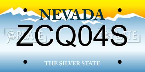 ZCQ04S Nevada License Plate