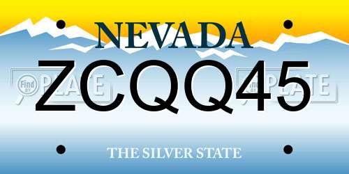ZCQQ45 Nevada License Plate