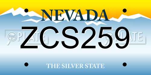 ZCS259 Nevada License Plate