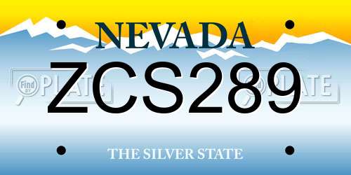 ZCS289 Nevada License Plate