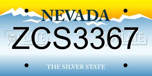 ZCS3367 Nevada License Plate