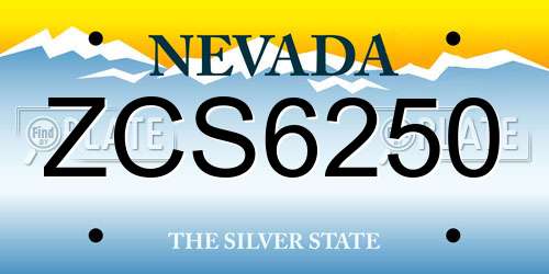ZCS6250 Nevada License Plate