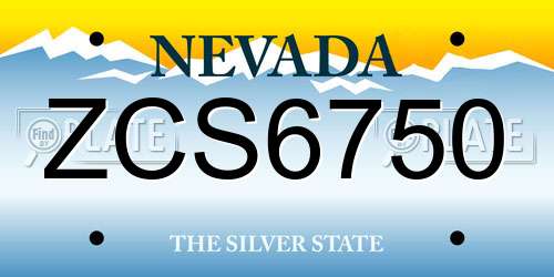 ZCS6750 Nevada License Plate