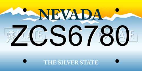 ZCS6780 Nevada License Plate