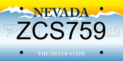 ZCS759 Nevada License Plate