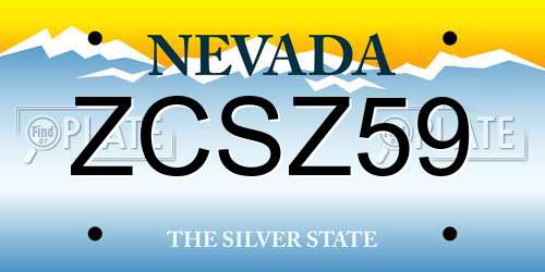 ZCSZ59 Nevada License Plate