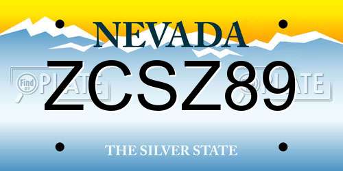 ZCSZ89 Nevada License Plate