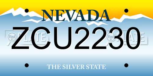 ZCU2230 Nevada License Plate