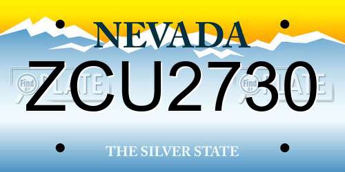ZCU2730 Nevada License Plate