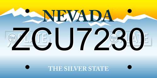 ZCU7230 Nevada License Plate