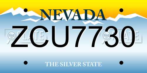 ZCU7730 Nevada License Plate