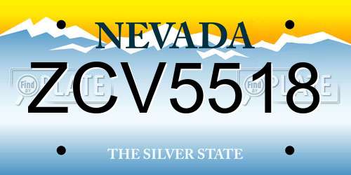 ZCV5518 Nevada License Plate