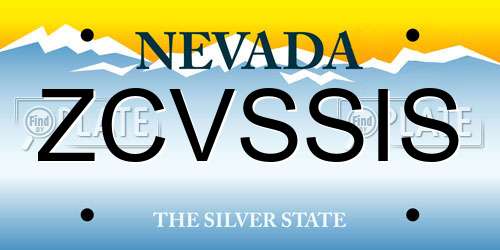 ZCVSSIS Nevada License Plate