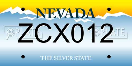ZCX012 Nevada License Plate