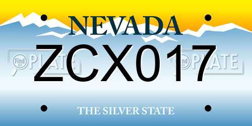 ZCX017 Nevada License Plate