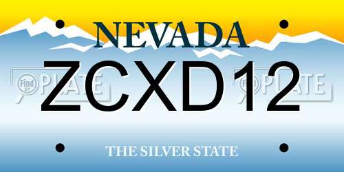 ZCXD12 Nevada License Plate