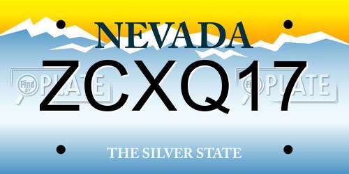 ZCXQ17 Nevada License Plate