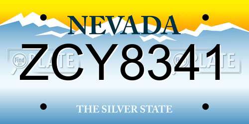 ZCY8341 Nevada License Plate