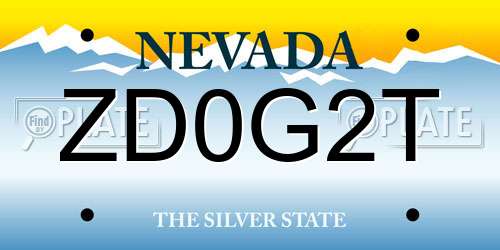 ZD0G2T Nevada License Plate