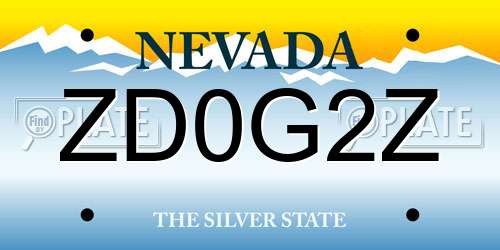 ZD0G2Z Nevada License Plate