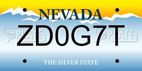 ZD0G7T Nevada License Plate