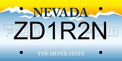 ZD1R2N Nevada License Plate