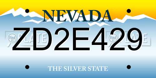 ZD2E429 Nevada License Plate