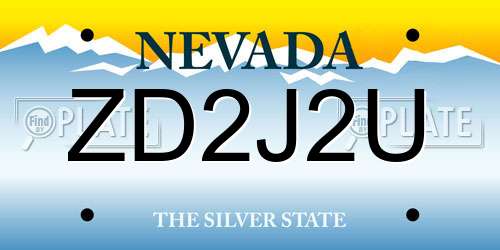 ZD2J2U Nevada License Plate