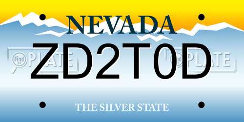 ZD2T0D Nevada License Plate