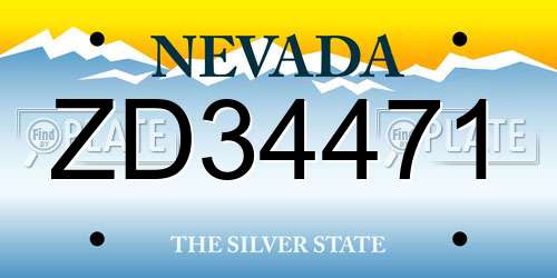 ZD34471 Nevada License Plate
