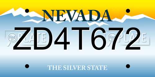 ZD4T672 Nevada License Plate